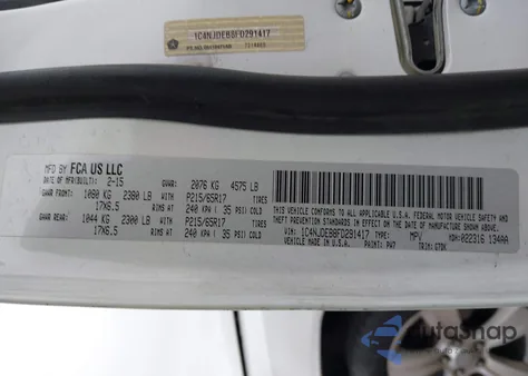 2015 Jeep Compass Latitude из США, поврежденный, VIN 1C4NJDEB8FD291417